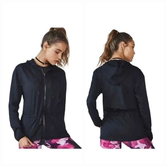 Fabletics Siena Workout Cinch Waist Fleece Jacket in Black Size XXS - Picture 1 of 12